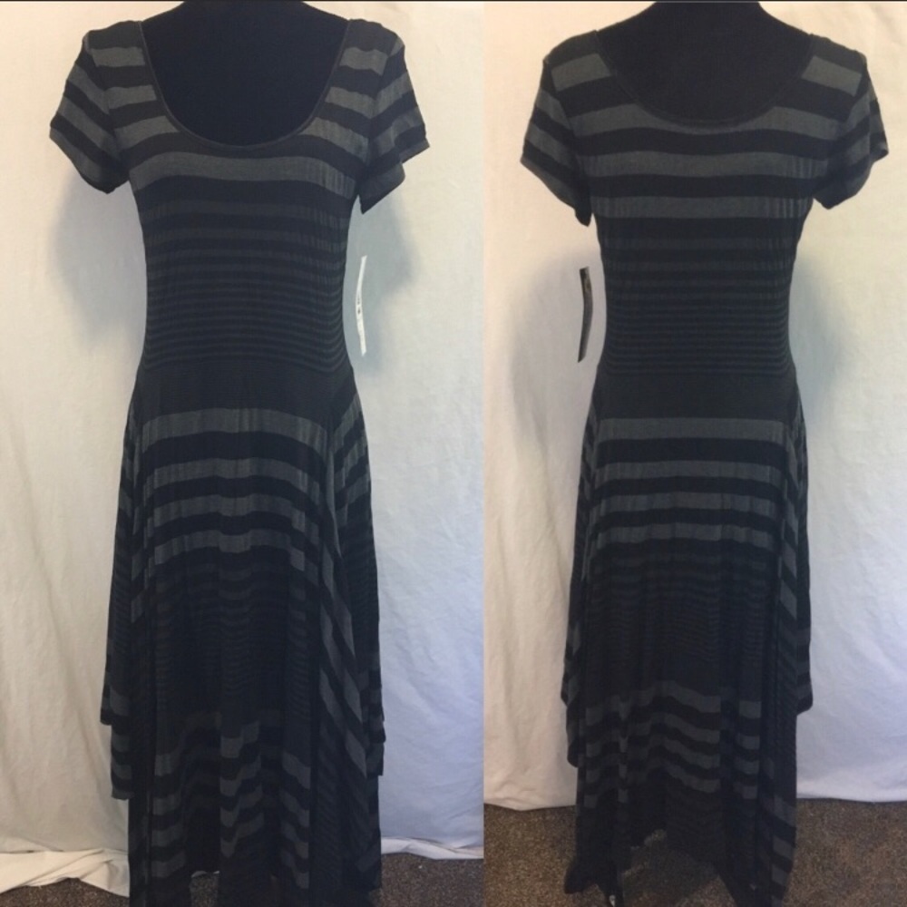 Signature by robbie bee striped high low dress